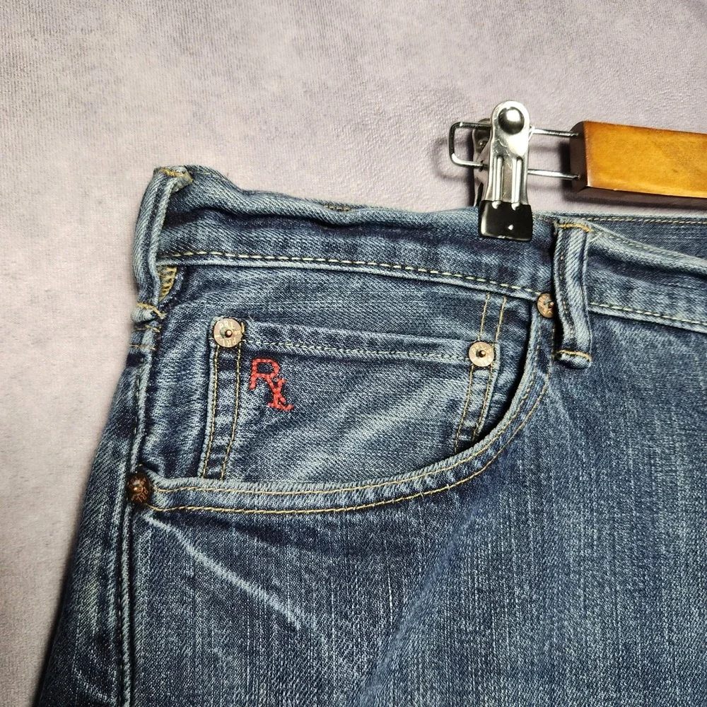 Polo Ralph Lauren Classic 867 Mens Blue Medium Wash Straight Leg Jeans 42x36